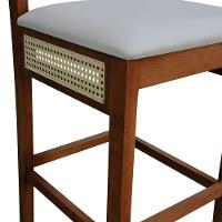 Banqueta Alta Bistrô Urban Lateral E Encosto Telinha Natural Assento Estofado - Amêndoa Corano Bege - 6