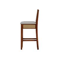 Banqueta Alta Bistrô Urban Lateral E Encosto Telinha Natural Assento Estofado - Amêndoa Corano Bege - 9