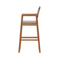 Banqueta Alta Garden Madeira Maciça Assento Estofado Encosto Trançado Corda - Natural Acquablock Bege - 8