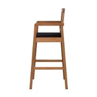 Banqueta Alta Garden Madeira Maciça Assento Estofado Encosto Trançado Madeira - Natural Acquablock Preto - 4