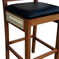 Banqueta Alta Bistrô Urban Lateral E Encosto Telinha Natural Assento Estofado - Amêndoa Corano Preto