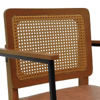 Banqueta Alta Bistrô Lyon Telinha Amêndoa Madeira Maciça C-braço - Amêndoa Assento Estofado Corano Marrom Mescla - 2