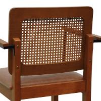 Banqueta Alta Bistrô Lyon Telinha Amêndoa Madeira Maciça C-braço - Amêndoa Assento Estofado Corano Marrom Mescla