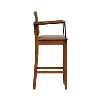 Banqueta Alta Bistrô Lyon Telinha Amêndoa Madeira Maciça C-braço - Amêndoa Assento Estofado Corano Marrom Mescla - 6