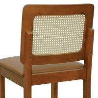 Banqueta Alta Bistrô Lyon Encosto Telinha Natural Madeira Maciça Assento Estofado - Amêndoa Corano Caramelo - 3