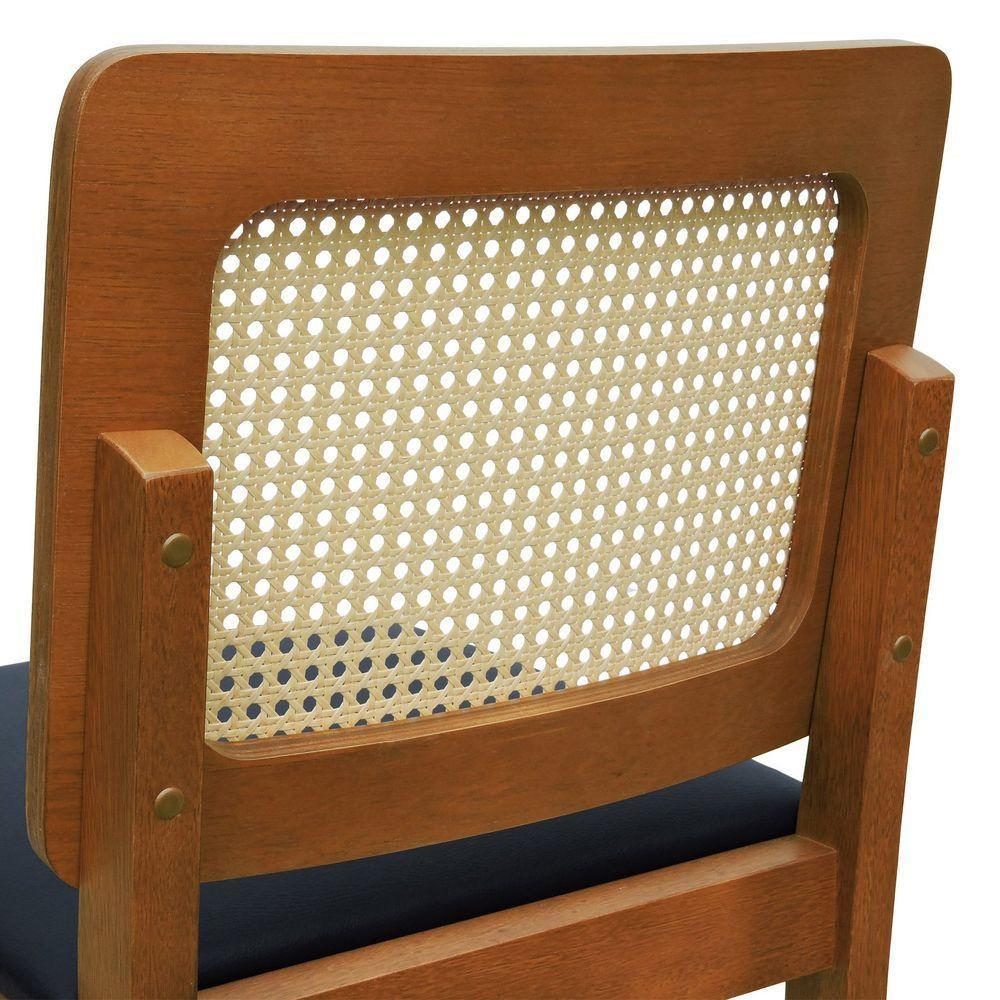 Banqueta Alta Bistrô Lyon Encosto Telinha Natural Madeira Maciça Assento Estofado - Amêndoa Corano Preto - 6