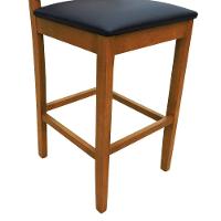 Banqueta Alta Bistrô Lyon Encosto Telinha Natural Madeira Maciça Assento Estofado - Amêndoa Corano Preto - 5