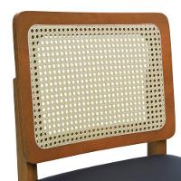 Banqueta Alta Bistrô Lyon Encosto Telinha Natural Madeira Maciça Assento Estofado - Amêndoa Corano Preto - 9