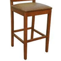 Banqueta Alta Bistrô Lyon Encosto Telinha Natural Madeira Maciça Assento Estofado - Amêndoa Corano Marrom Mescla - 3