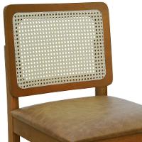 Banqueta Alta Bistrô Lyon Encosto Telinha Natural Madeira Maciça Assento Estofado - Amêndoa Corano Marrom Mescla - 7