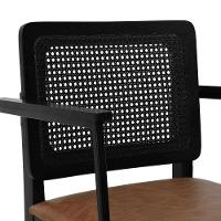 Banqueta Alta Bistrô Lyon Telinha Madeira Maciça C-braço - Preto Assento Estofado Corano Marrom Mescla - 3