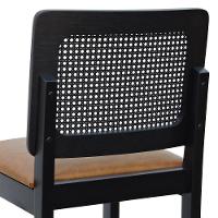 Banqueta Alta Bistrô Madeira Maciça Lyon Assento Estofado Encosto Telinha - Preto Corano Marrom Mescla