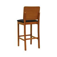 Banqueta Alta Bistrô Quéops Madeira Maciça Encosto Anatômico - Amêndoa Assento Estofado Linho Preto Textura - 6