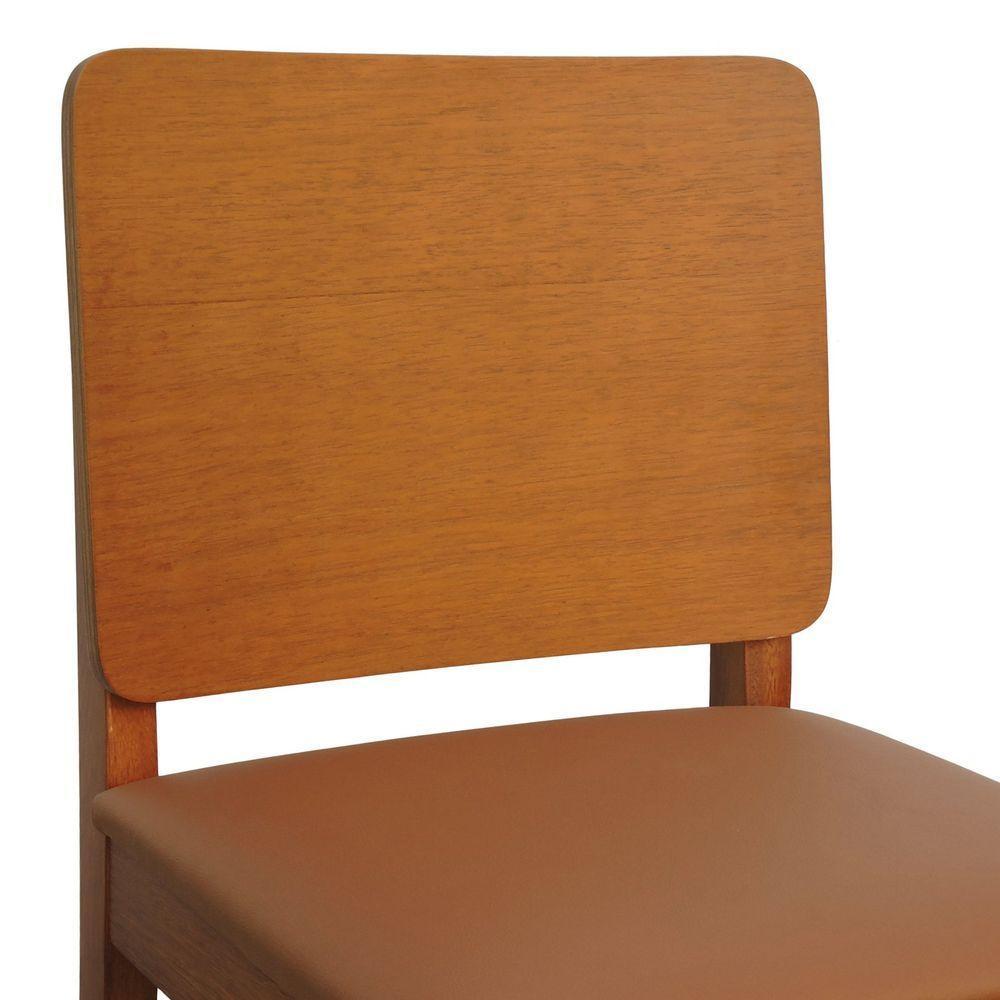 Banqueta Alta Bistrô Quéops Madeira Maciça Encosto Anatômico - Amêndoa Assento Estofado Corano Caramelo - 6