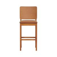 Banqueta Alta Bistrô Quéops Madeira Maciça Encosto Anatômico - Amêndoa Assento Estofado Corano Caramelo - 3