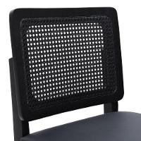 Banqueta Alta Bistrô Madeira Maciça Lyon Assento Estofado Encosto Telinha - Preto Corano Preto - 2