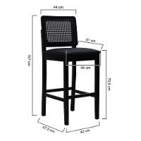 Banqueta Alta Bistrô Madeira Maciça Lyon Assento Estofado Encosto Telinha - Preto Corano Preto - 3