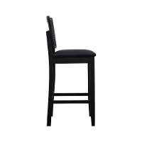 Banqueta Alta Bistrô Madeira Maciça Lyon Assento Estofado Encosto Telinha - Preto Corano Preto - 5