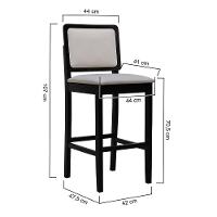 Banqueta Alta Bistrô Puffer Madeira Maciça Encosto E Assento Estofado - Preto Assento Estofado Linho Bege - 2