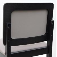 Banqueta Alta Bistrô Puffer Madeira Maciça Encosto E Assento Estofado - Preto Assento Estofado Linho Bege