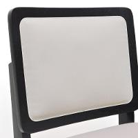 Banqueta Alta Bistrô Puffer Madeira Maciça Encosto E Assento Estofado - Preto Assento Estofado Linho Bege - 7