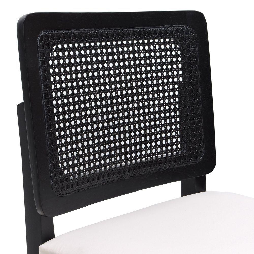 Banqueta Alta Bistrô Madeira Maciça Lyon Assento Estofado Encosto Telinha - Preto Corano Bege - 3