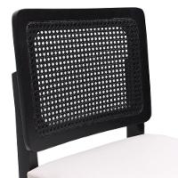 Banqueta Alta Bistrô Madeira Maciça Lyon Assento Estofado Encosto Telinha - Preto Corano Bege - 3