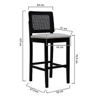 Banqueta Alta Bistrô Madeira Maciça Lyon Assento Estofado Encosto Telinha - Preto Corano Bege - 7