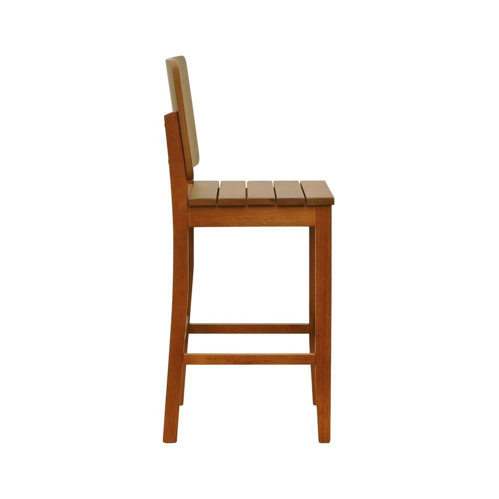 Banqueta Alta Bistrô Quéops Madeira Maciça Encosto Anatômico - Amêndoa Assento Ripado Amêndoa - 4