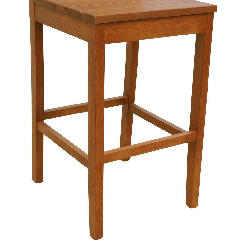 Banqueta Alta Bistrô Quéops Madeira Maciça Encosto Anatômico - Amêndoa Assento Ripado Amêndoa - 6