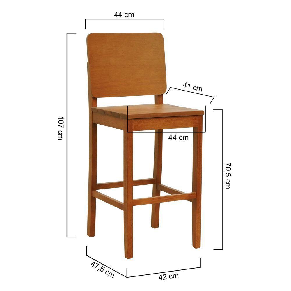 Banqueta Alta Bistrô Quéops Madeira Maciça Encosto Anatômico - Amêndoa Assento Ripado Amêndoa - 7