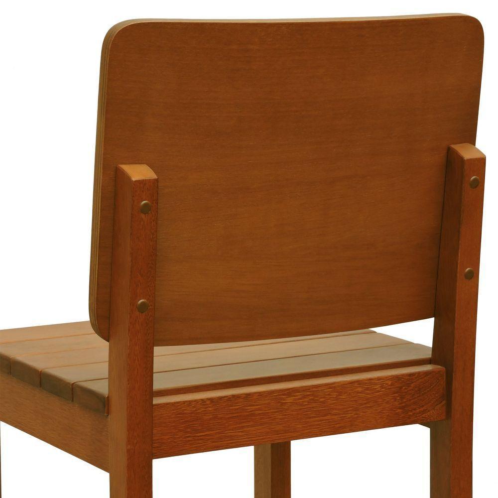 Banqueta Alta Bistrô Quéops Madeira Maciça Encosto Anatômico - Amêndoa Assento Ripado Amêndoa - 8