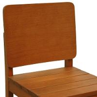 Banqueta Alta Bistrô Quéops Madeira Maciça Encosto Anatômico - Amêndoa Assento Ripado Amêndoa - 3