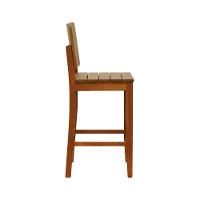 Banqueta Alta Bistrô Quéops Madeira Maciça Encosto Anatômico - Amêndoa Assento Ripado Amêndoa