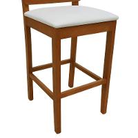 Banqueta Alta Bistrô Lyon Encosto Telinha Amêndoa Madeira Maciça Assento Estofado - Amêndoa Corano Bege - 2