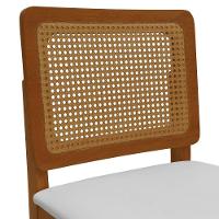 Banqueta Alta Bistrô Lyon Encosto Telinha Amêndoa Madeira Maciça Assento Estofado - Amêndoa Corano Bege - 5