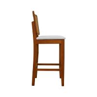 Banqueta Alta Bistrô Lyon Encosto Telinha Amêndoa Madeira Maciça Assento Estofado - Amêndoa Corano Bege - 7