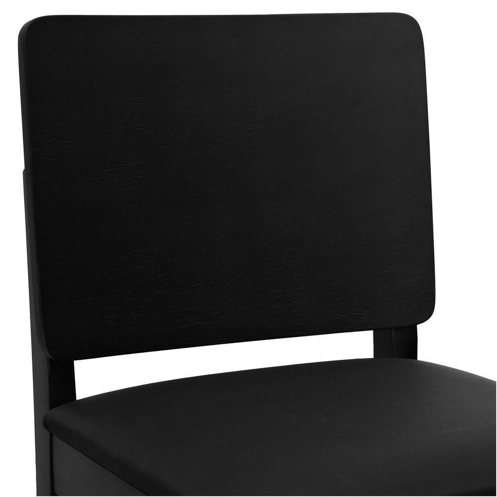 Banqueta Alta Bistrô Quéops Madeira Maciça Encosto Anatômico - Preto Corano Preto - 2