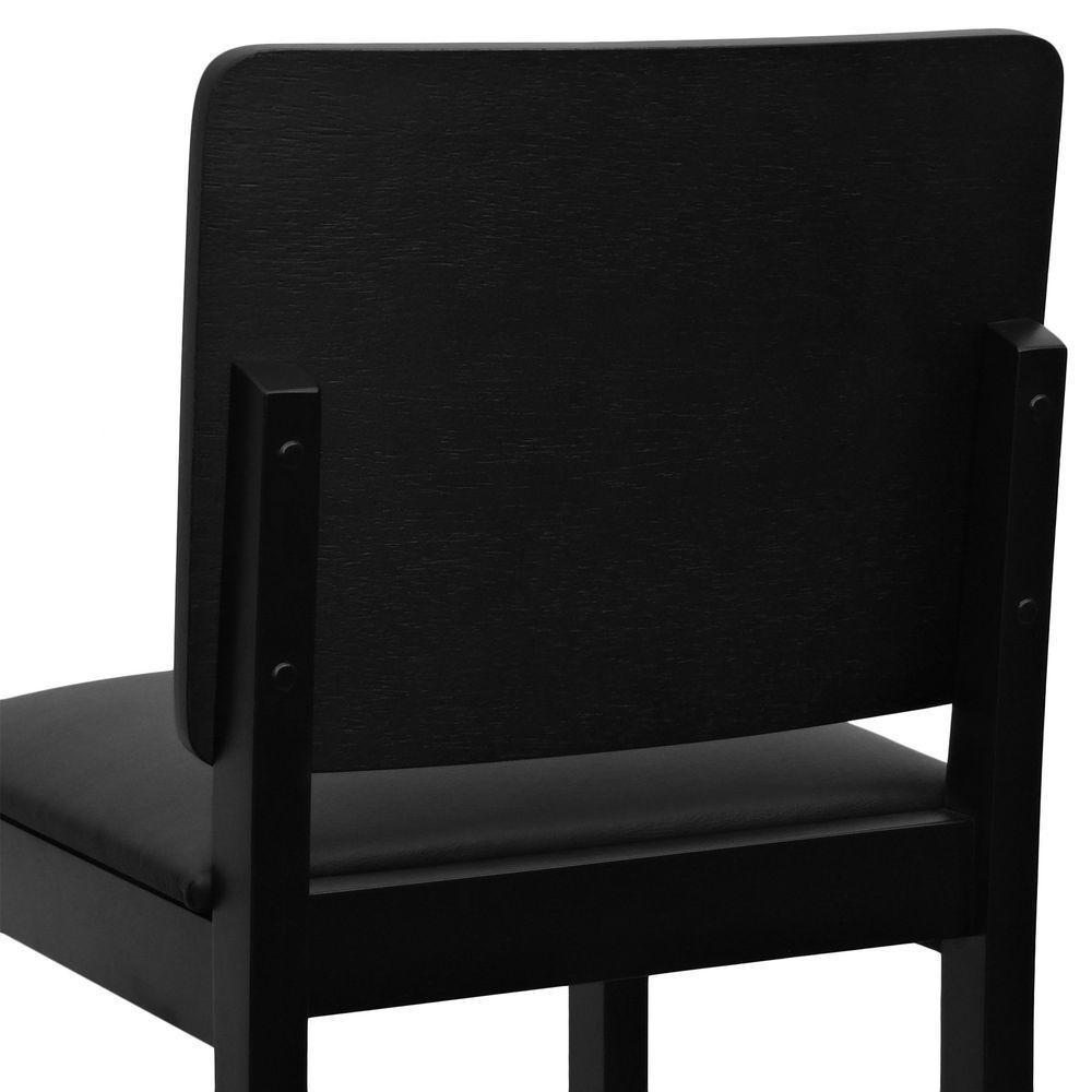 Banqueta Alta Bistrô Quéops Madeira Maciça Encosto Anatômico - Preto Corano Preto - 3