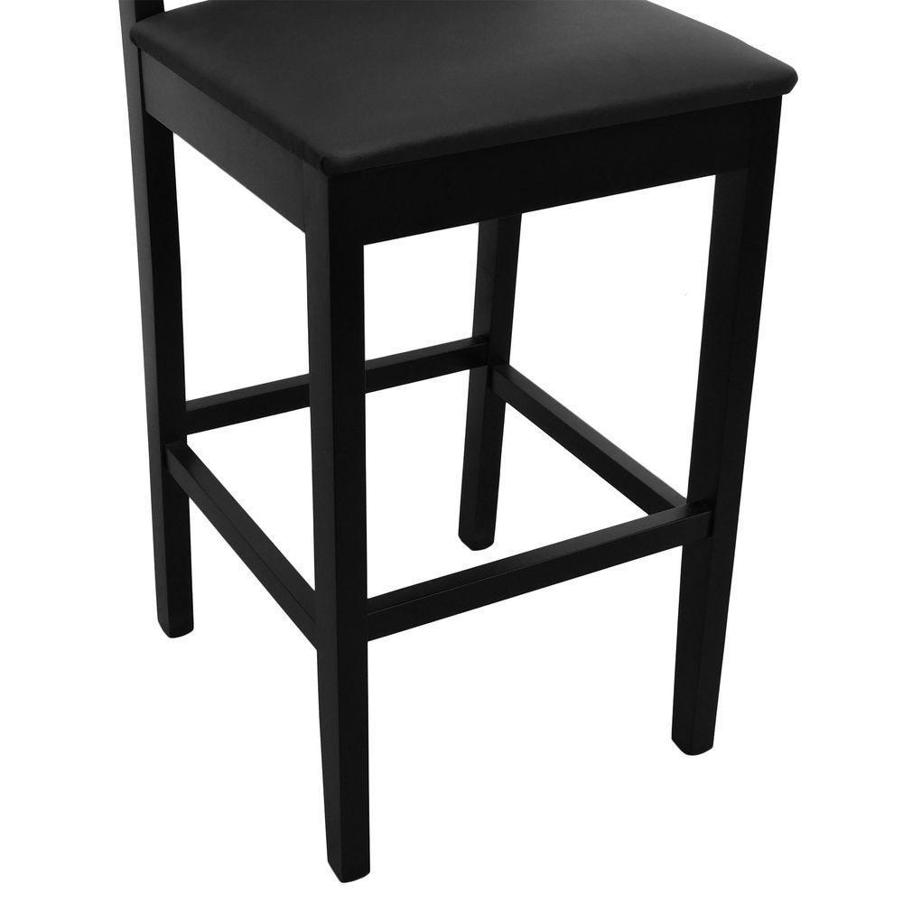 Banqueta Alta Bistrô Quéops Madeira Maciça Encosto Anatômico - Preto Corano Preto - 6