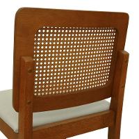 Banqueta Alta Bistrô Lyon Encosto Telinha Amêndoa Madeira Maciça Assento Estofado - Amêndoa Linho Bege - 6