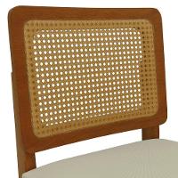 Banqueta Alta Bistrô Lyon Encosto Telinha Amêndoa Madeira Maciça Assento Estofado - Amêndoa Linho Bege - 8