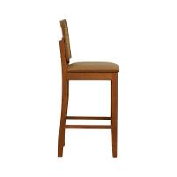 Banqueta Alta Bistrô Lyon Encosto Telinha Amêndoa Madeira Maciça Assento Estofado - Amêndoa Corano Caramelo - 2