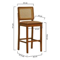 Banqueta Alta Bistrô Lyon Encosto Telinha Amêndoa Madeira Maciça Assento Estofado - Amêndoa Corano Caramelo - 6