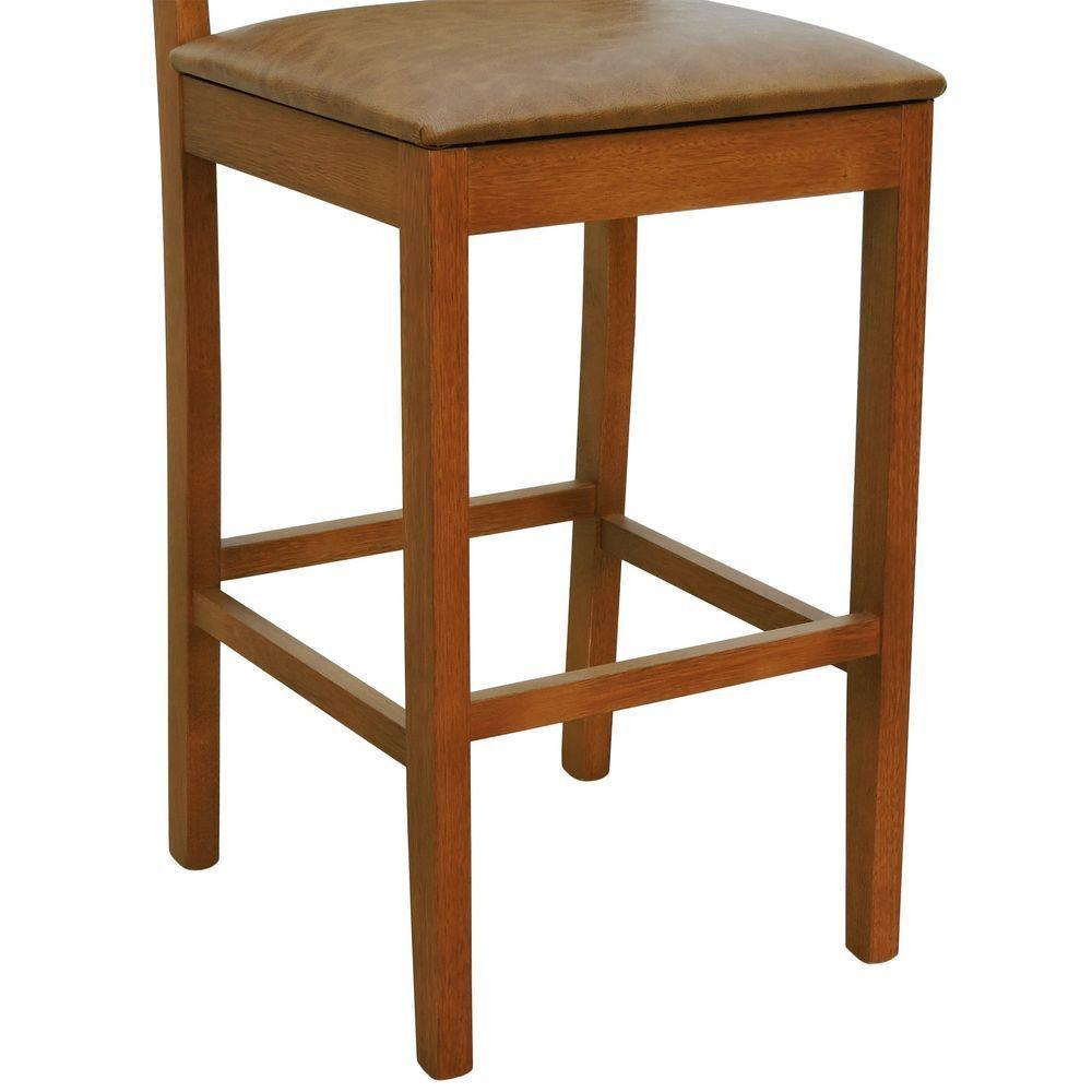 Banqueta Alta Bistrô Lyon Encosto Telinha Amêndoa Madeira Maciça Assento Estofado - Amêndoa Corano Marrom Mescla - 8