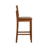 Banqueta Alta Bistrô Lyon Encosto Telinha Amêndoa Madeira Maciça Assento Estofado - Amêndoa Corano Marrom Mescla - 7