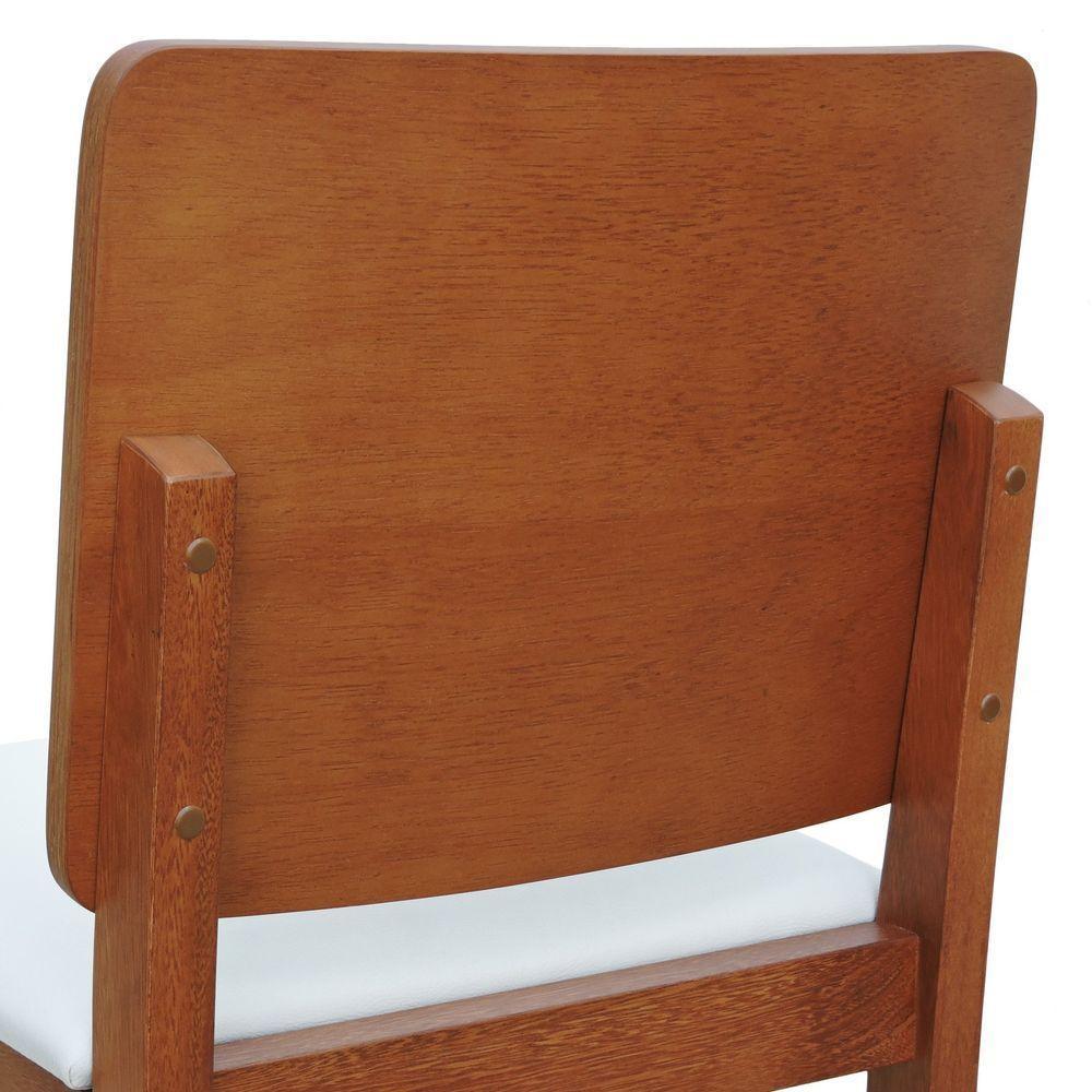 Banqueta Alta Bistrô Quéops Madeira Maciça Encosto Anatômico - Amêndoa Assento Estofado Corano Bege - 3