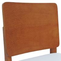 Banqueta Alta Bistrô Quéops Madeira Maciça Encosto Anatômico - Amêndoa Assento Estofado Corano Bege - 2