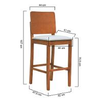 Banqueta Alta Bistrô Quéops Madeira Maciça Encosto Anatômico - Amêndoa Assento Estofado Corano Bege - 8