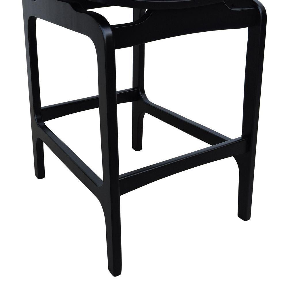 Banqueta Alta Bistrô Apollo Encosto Telinha Natural E Assento Anatômico - Preto Estofado Linho Bege - 2